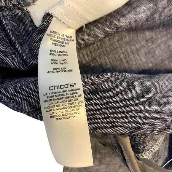 Chico's Linen Blend Popover Top and Linen Pull On Ankle Pant Set Size 12 - Picture 14 of 15